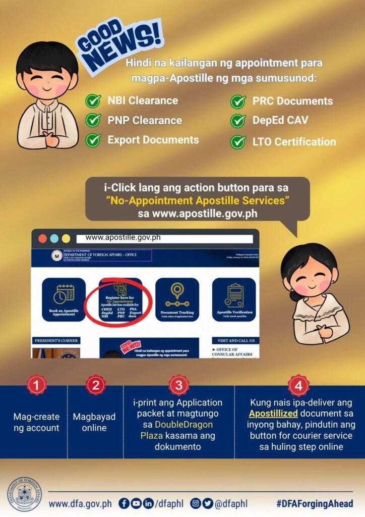 no appointment advisory for apostille